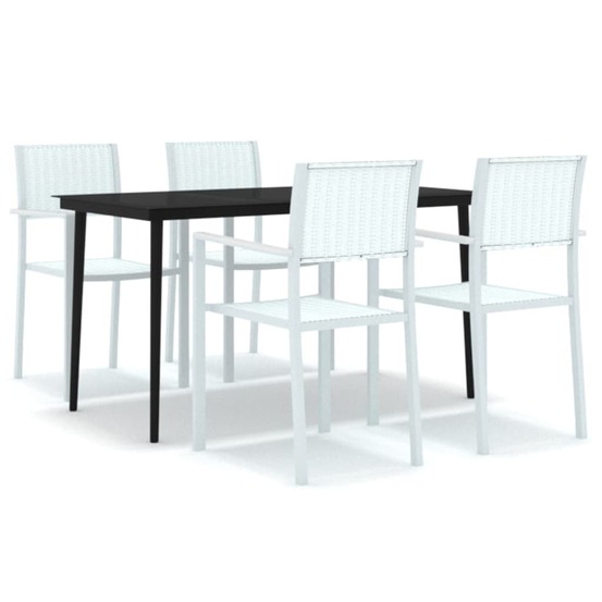 Ensemble à manger de jardin 5 pcs blanc
