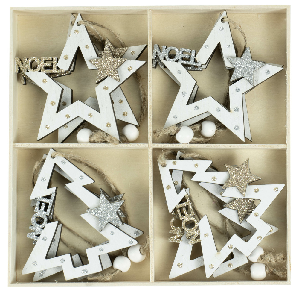 Étoile et sapin à suspendre