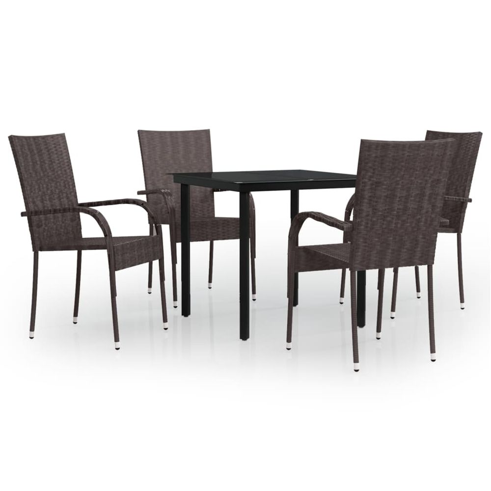 Ensemble à manger de jardin 5 pcs marron et noir