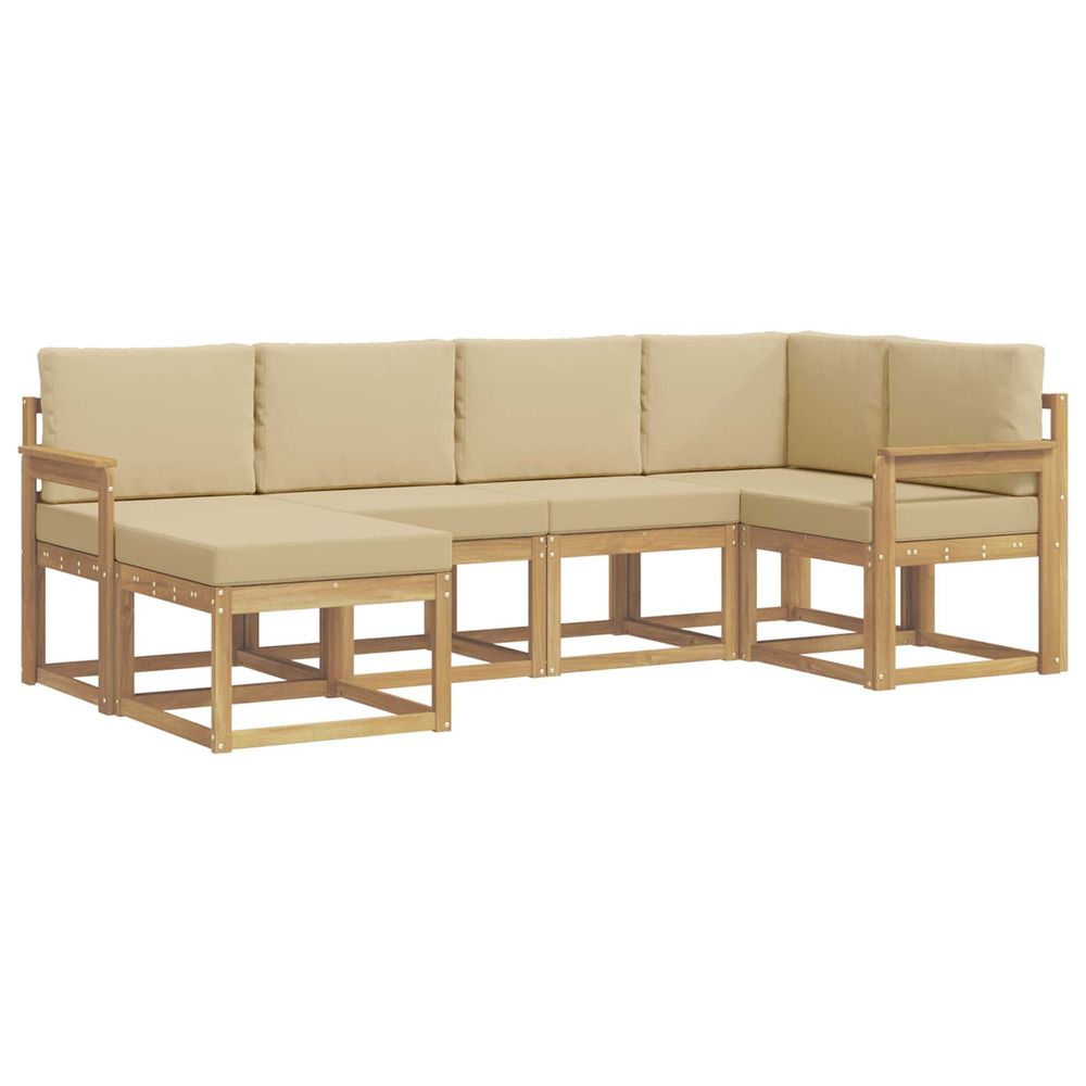Ensemble de canapés d'extérieur 6 pc blanc et beige polyester