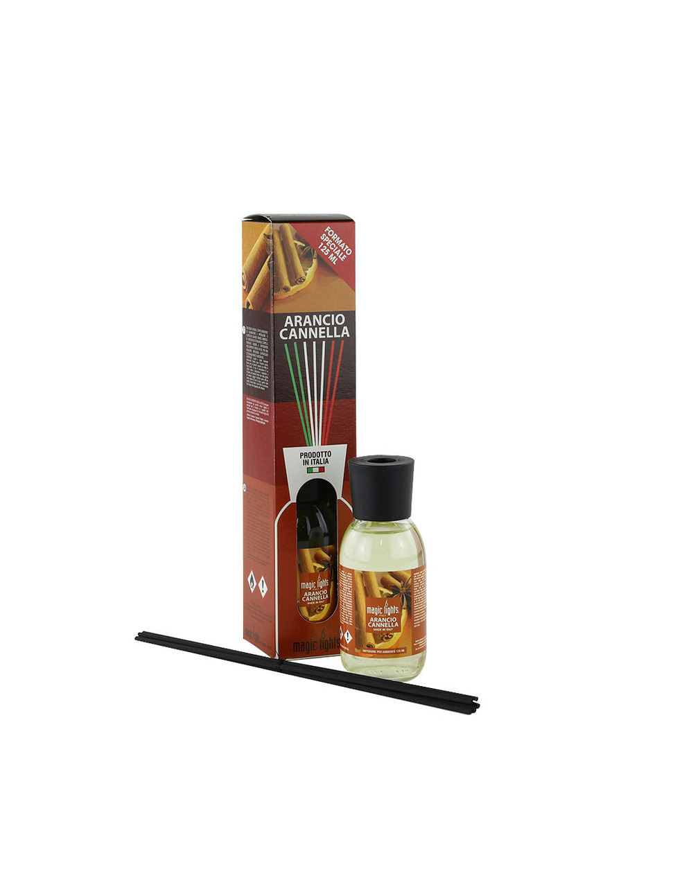 Diffuseur de parfum mikado orange-cannelle 125ml. Magic lights