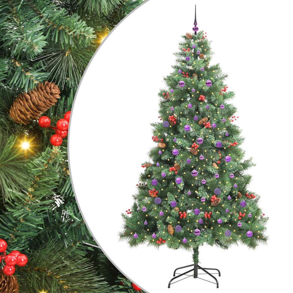 Sapin de noël artificiel 300 led blanc chaud pvc et métal vert