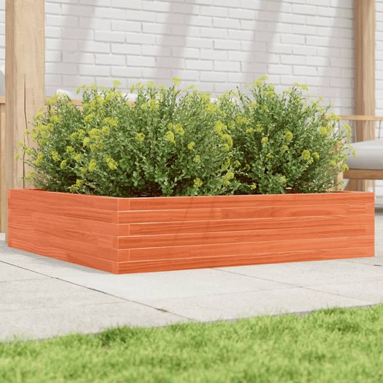 Jardinière carrée pin massif potager pour jardin cire marron 100x100cm