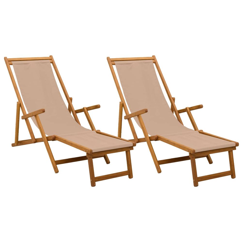 Chaise longue pliante 2 pc 3 position bois d'eucalyptus massif bain de soleil