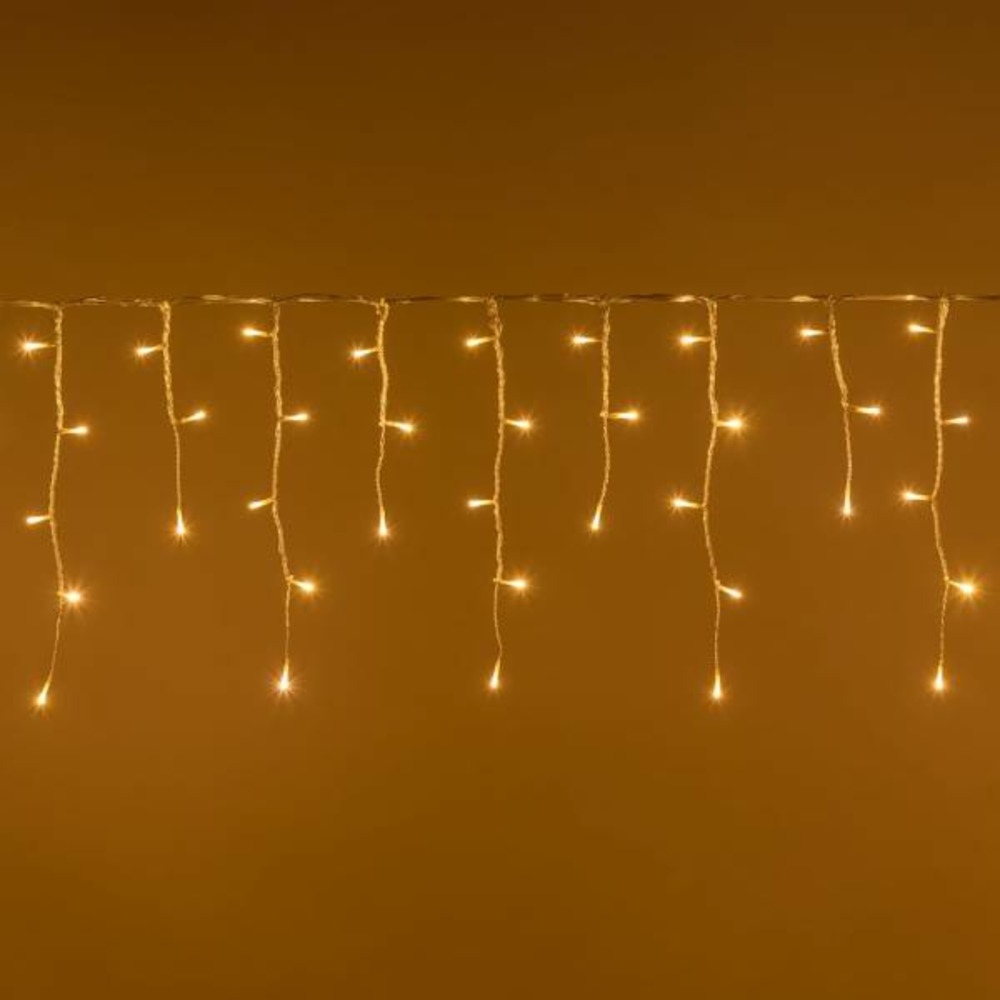 Guirlande stalactite effet chute de neige 6m h40cm 200 led blanc chaud 230v câble blanc lotti