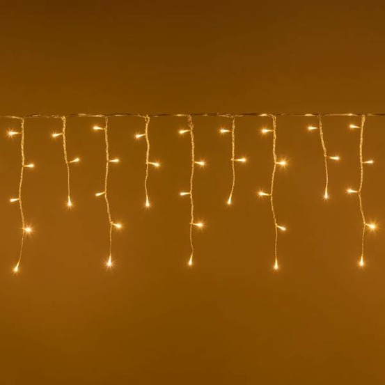 Guirlande stalactite effet chute de neige 6m h40cm 200 led blanc chaud 230v câble blanc lotti