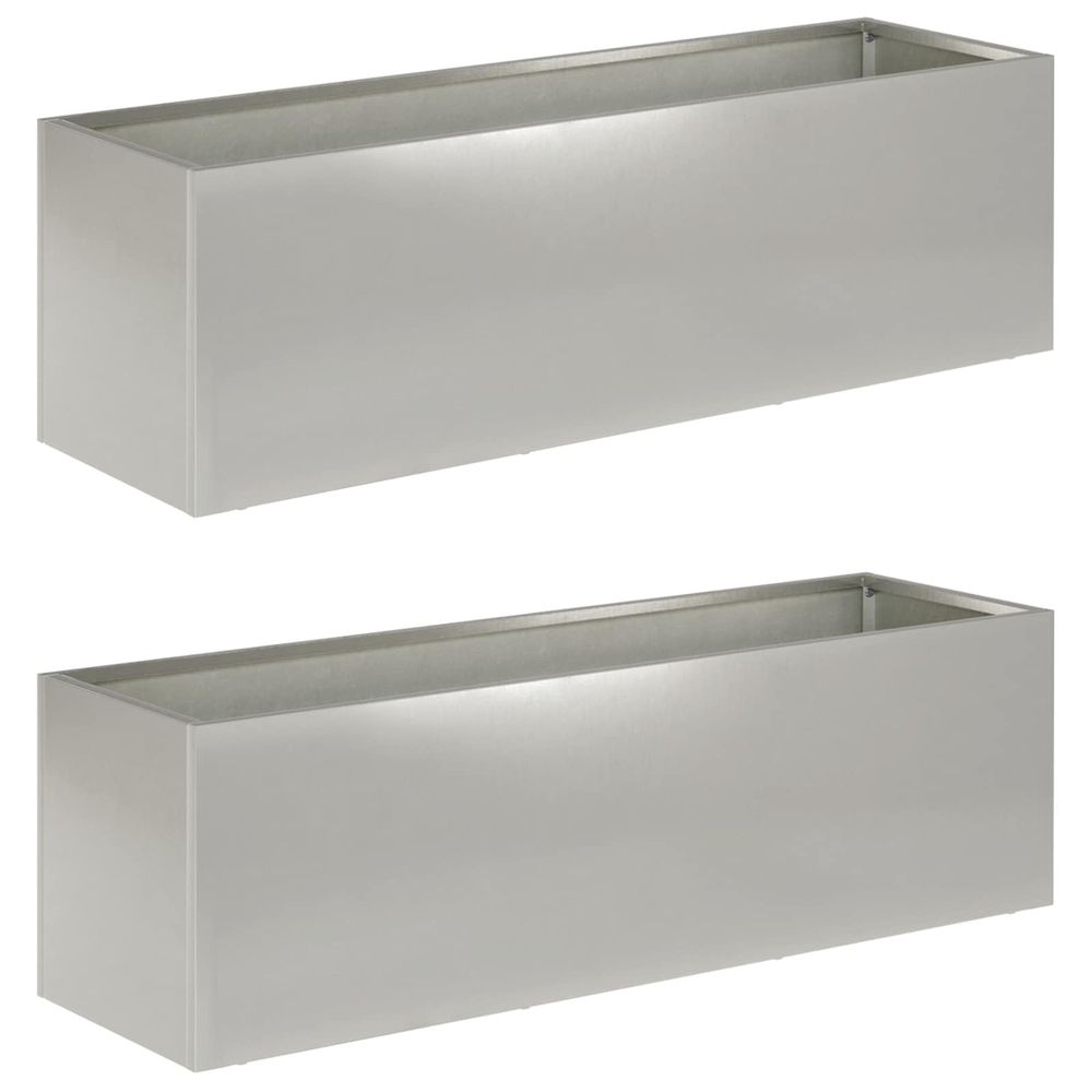 Cache-pot de jardin 2 pc argenté 80 x 30 x 30 cm