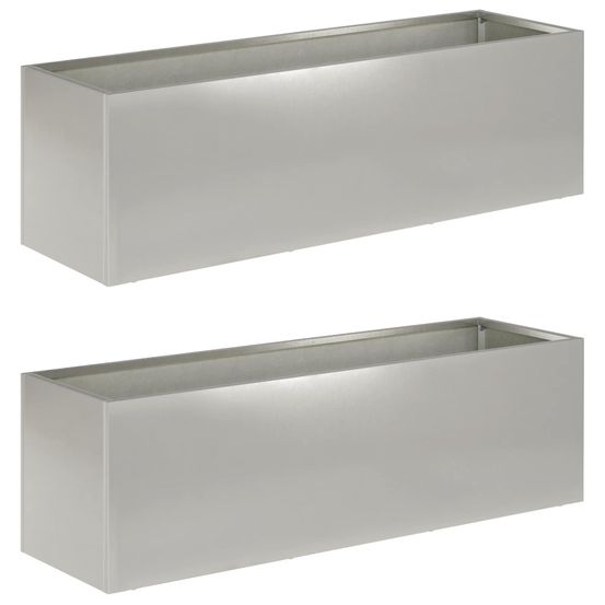 Cache-pot de jardin 2 pc argenté 80 x 30 x 30 cm