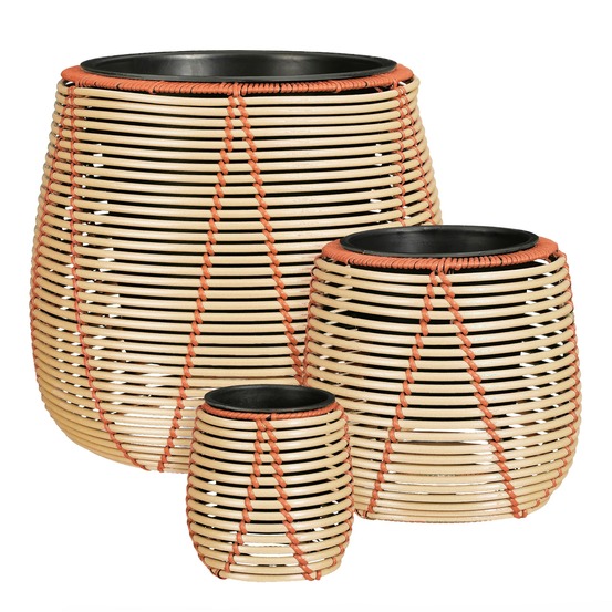 Mica decorations cancun pot de fleur – lot de 3 – pot plante pour fleurs et plantes intérieur – pot de fleur exterieur – plastique