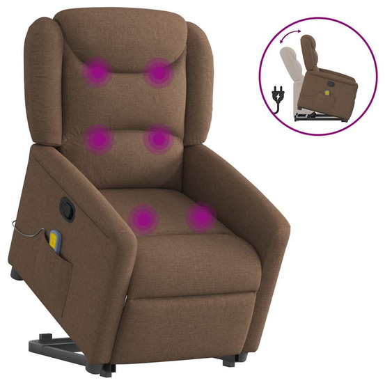 Fauteuil de massage inclinable marron tissu