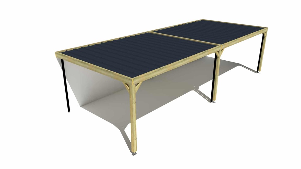 Carport bois • 10m x 4m • adossée • sens largeur • livraison comprise