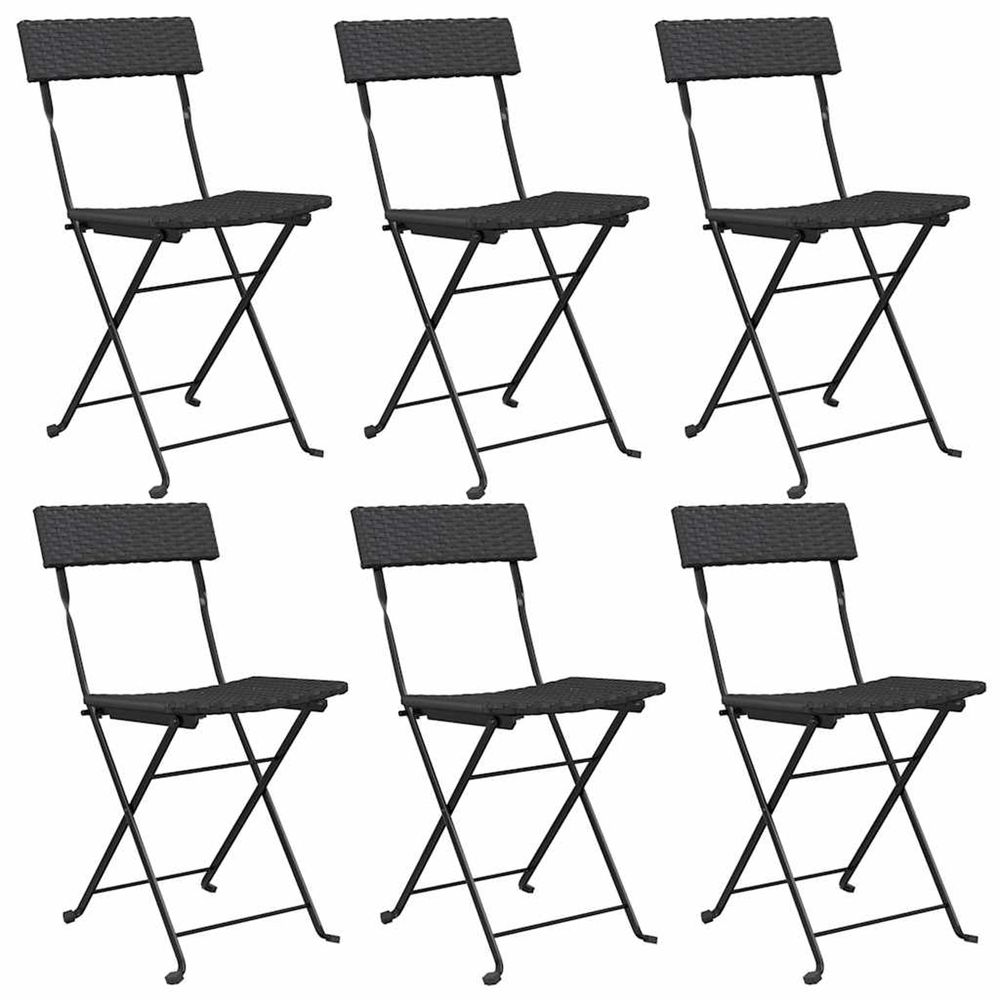 Chaises pliantes 6 pièces en polyrotin noir et acier