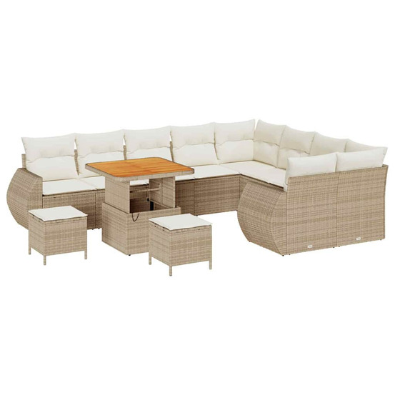 Ensemble de canapé de jardin 12 pcs beige polyrotin