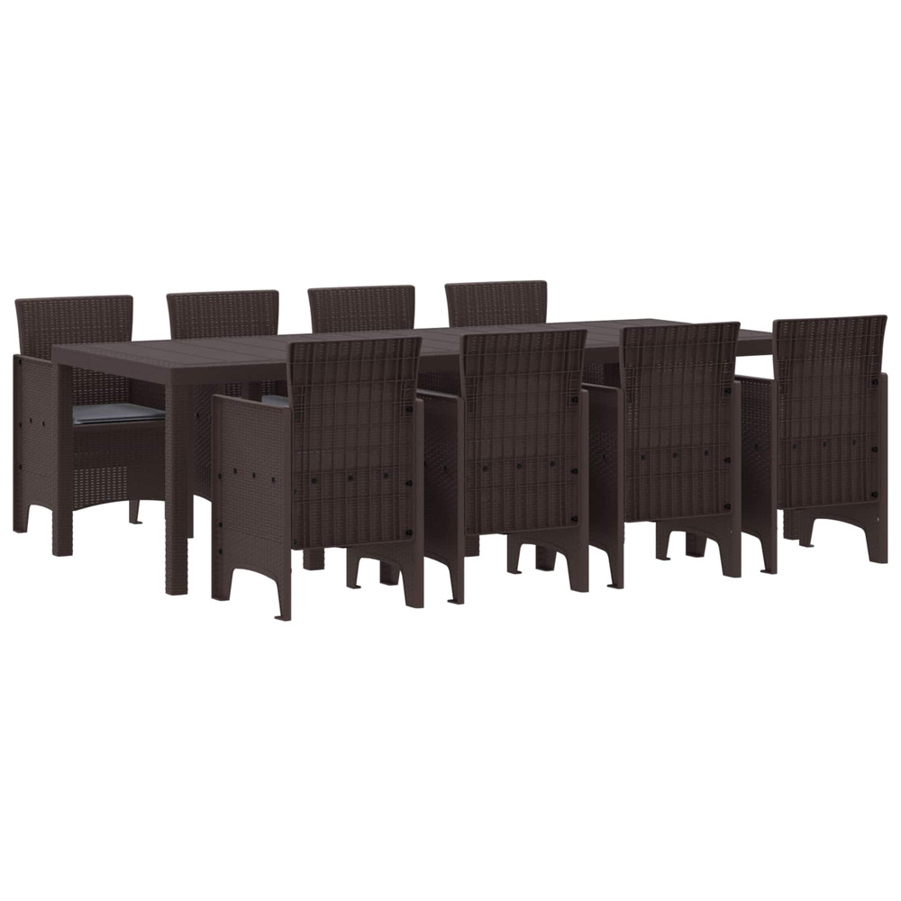 Ensemble de salle à manger pour jardin 9 pcs marron rattan polt