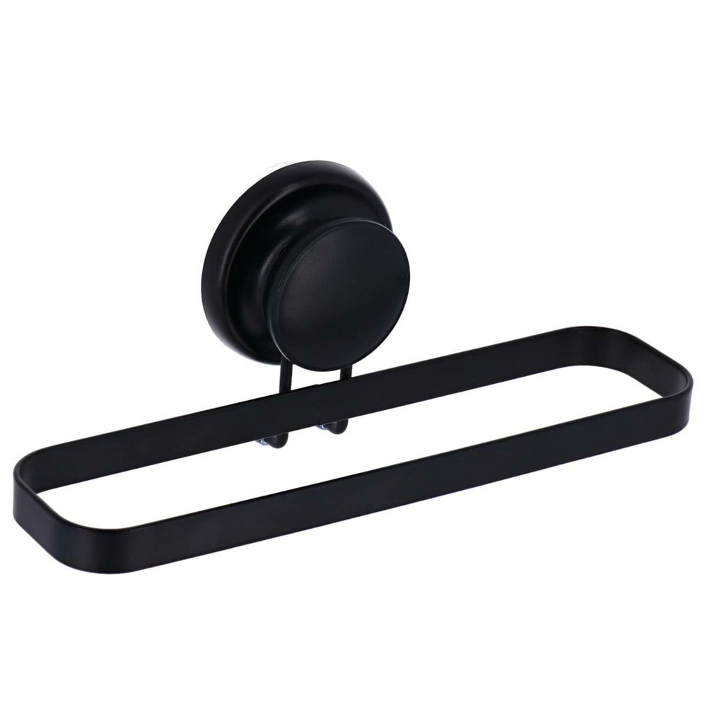 Porte serviettes rectangulaire metal sur ventouse - noir