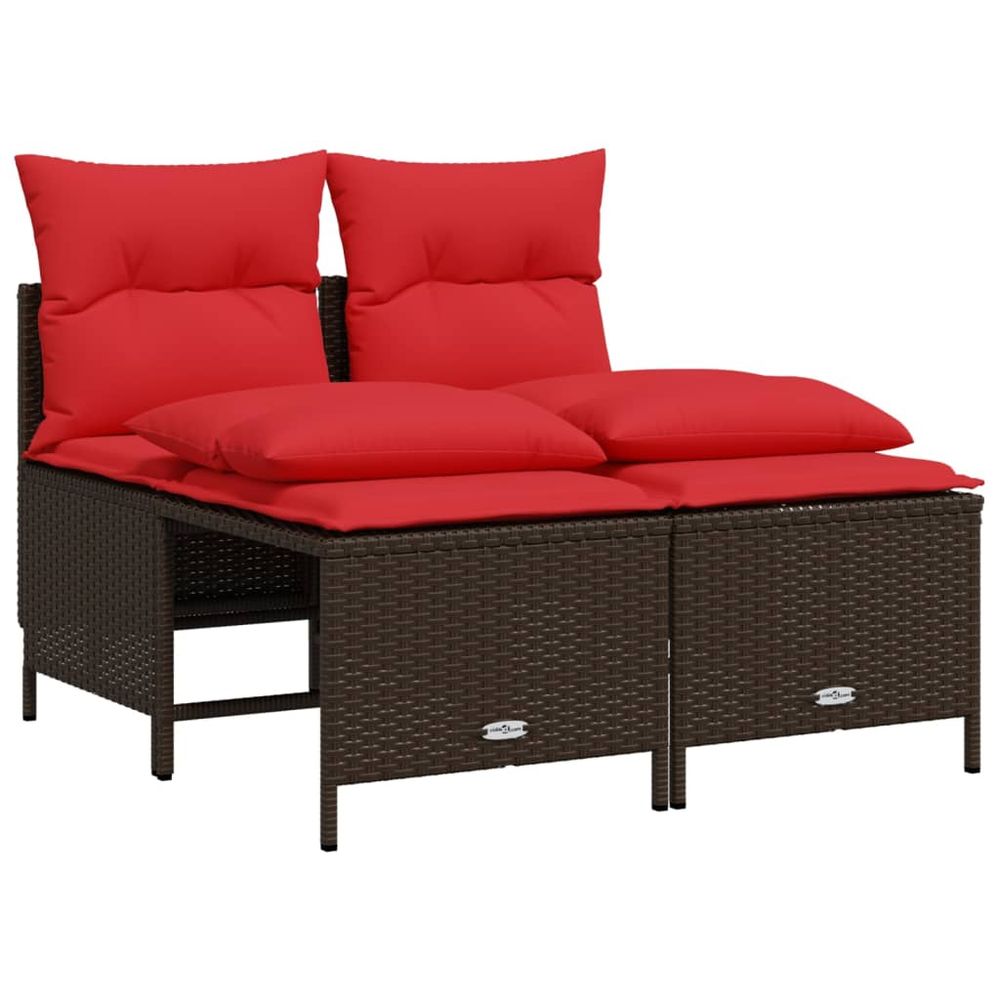 Ensemble de canapé de jardin 4 pcs avec coussins marron