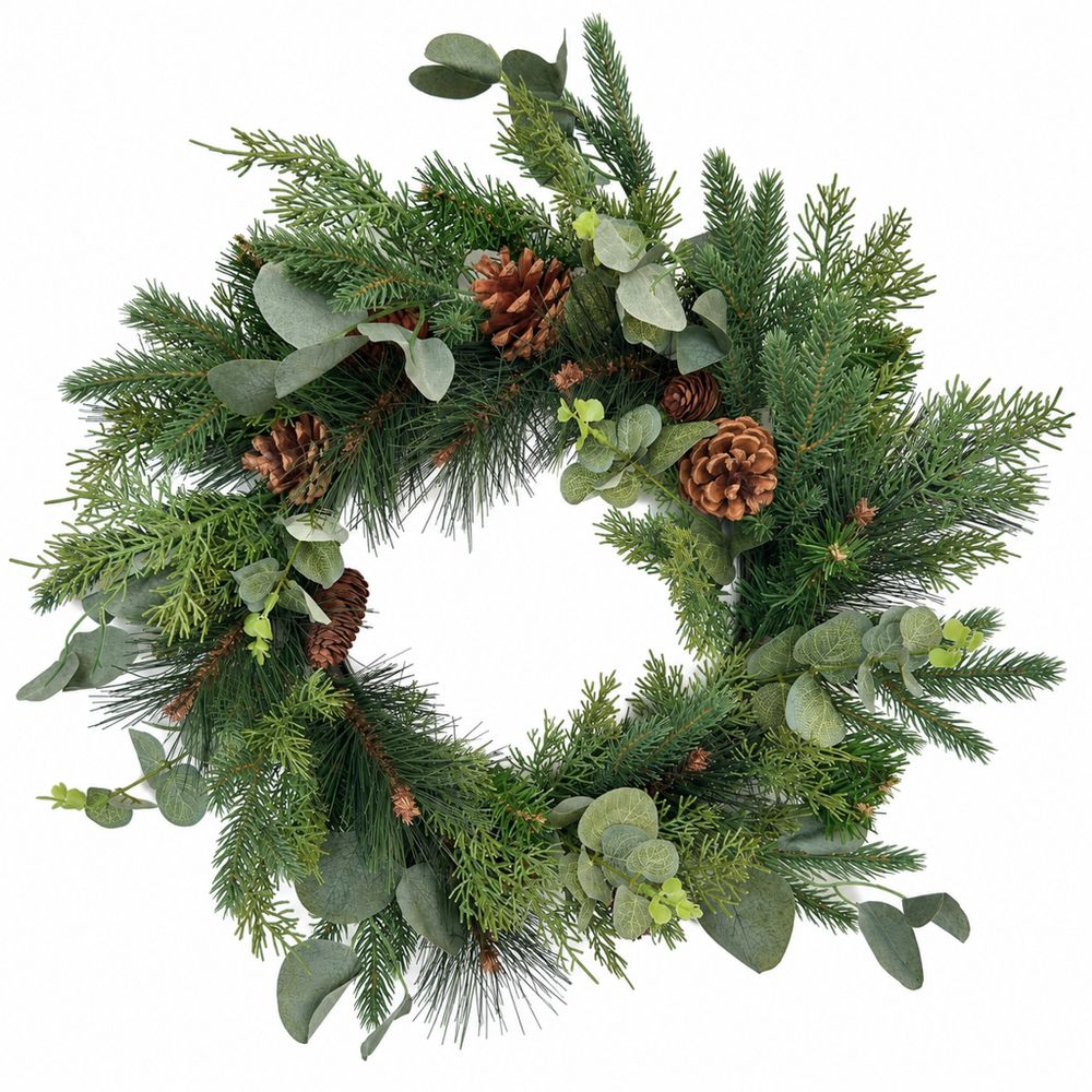 Couronne de noël artificielle ø 45 cm avec pommes de pin - evergreen pine - little grove
