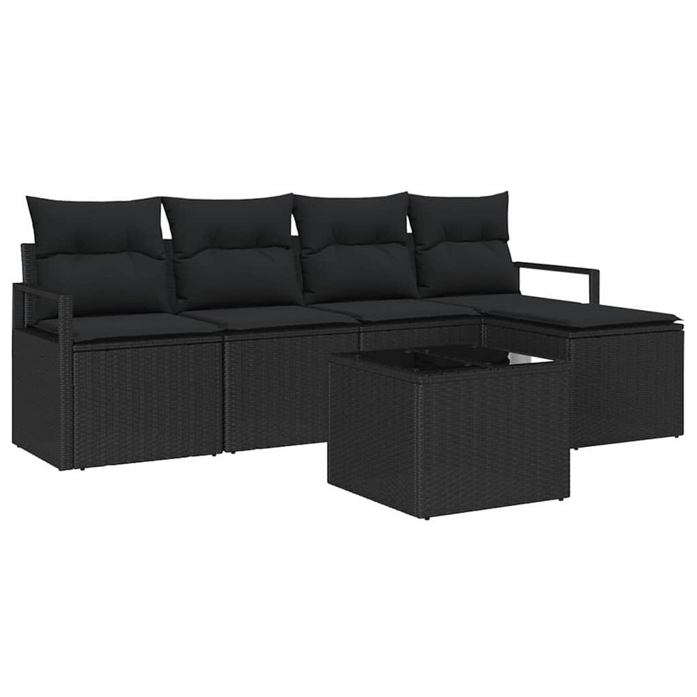 Ensemble de canapés 6 pc noir polyrotin