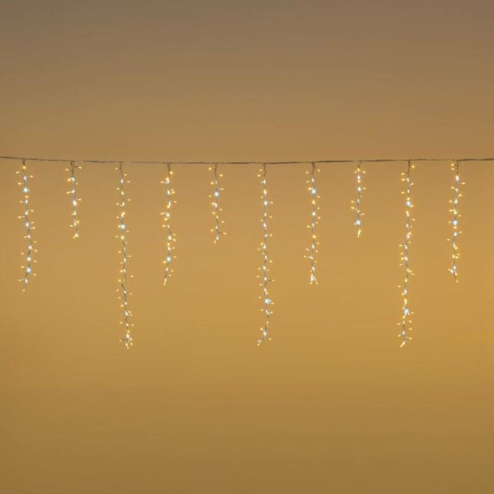 Guirlande stalactite chute de neige 18 tombées 340xh80cm 384 led blanc chaud 192 blanc froid 7 vitesses avec timer ip44