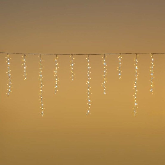 Guirlande stalactite chute de neige 18 tombées 340xh80cm 384 led blanc chaud 192 blanc froid 7 vitesses avec timer ip44