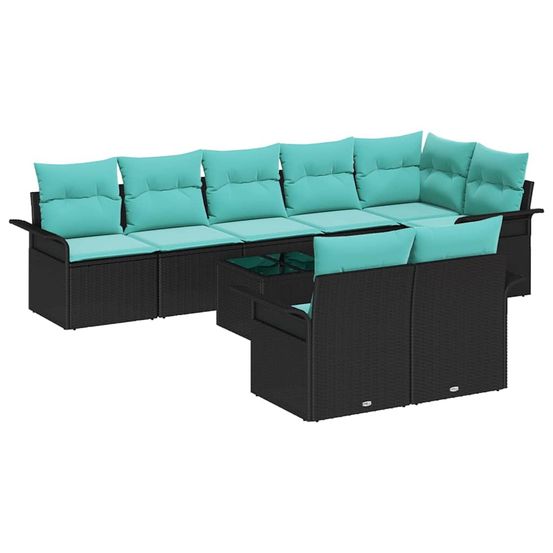 Ensemble de canapé de jardin 9 pc noir polyrotin