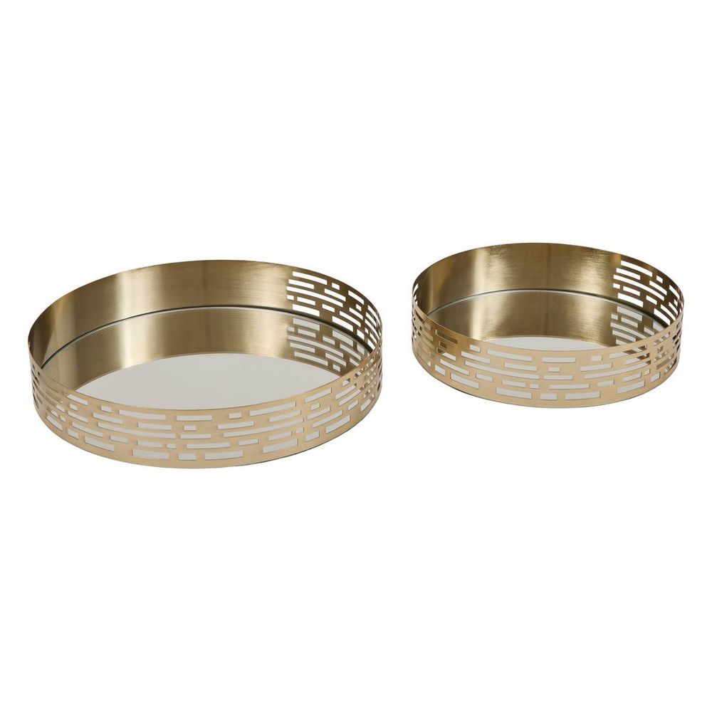 Lot de 2 plateaux taymy ronds doré