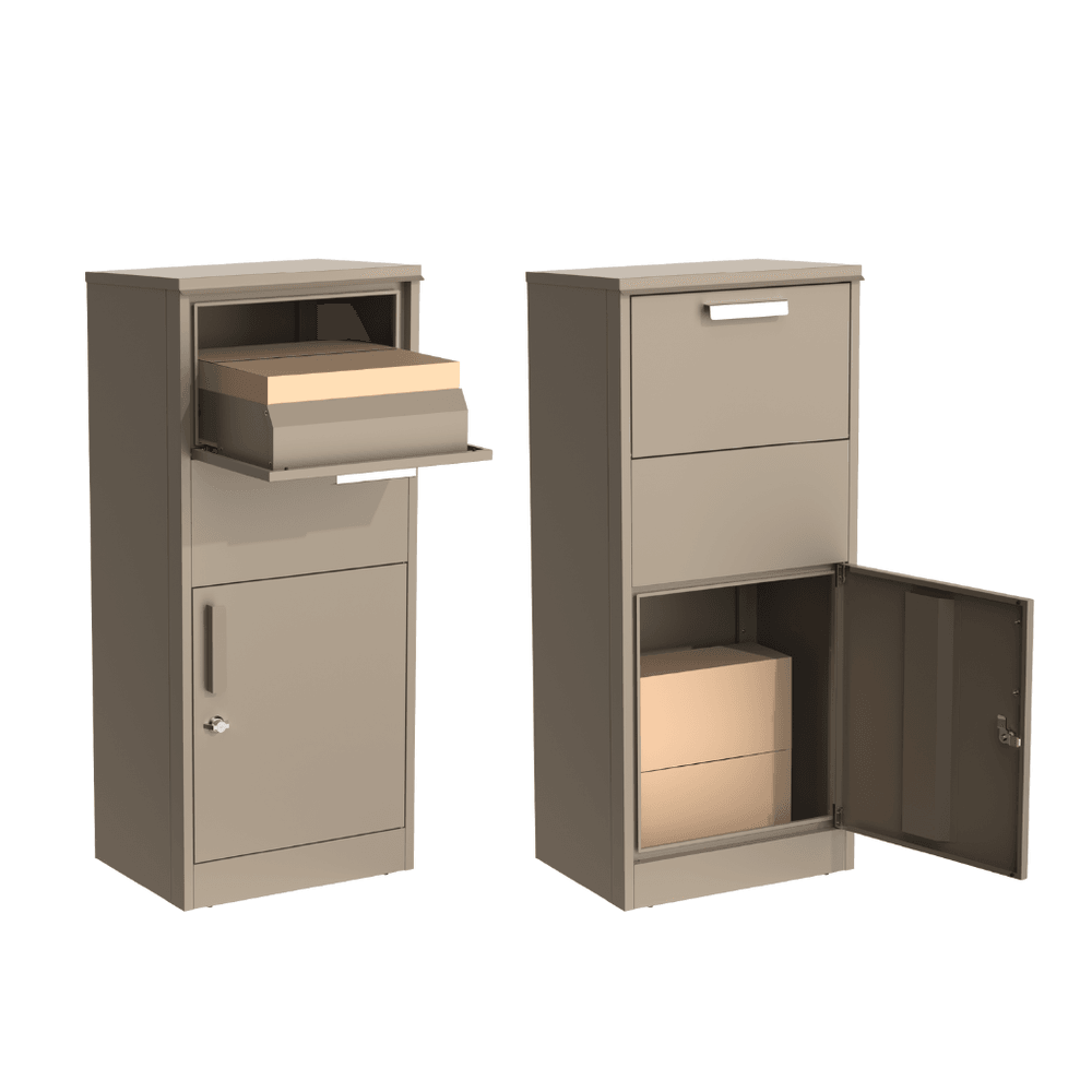 Boîte aux lettres taupe avec compartiment colis – acier galvanisé avec serrure papillon
