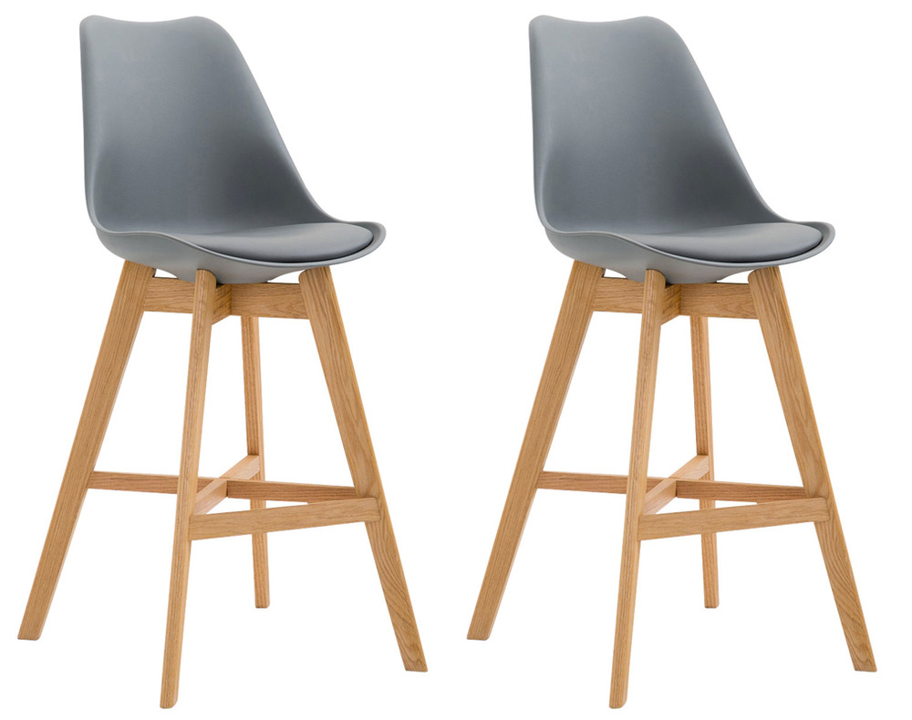 Lot de 2 tabourets de bar cannes plastique naturel