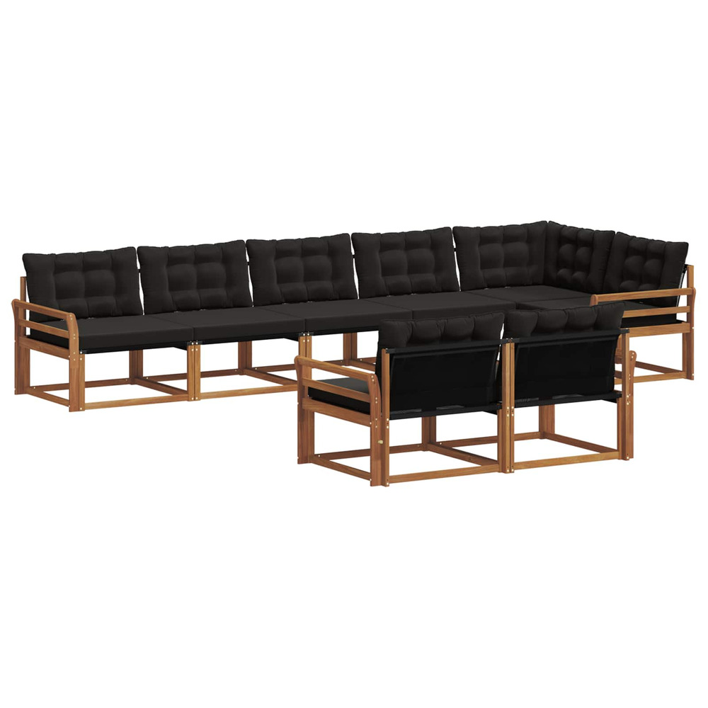 Ensemble de canapés d'extérieur 8 pcs naturel et noir