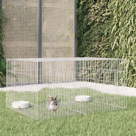 Clapier 2 panneaux en fer galvanisé avec séparateurs pour lapins 110 cm
