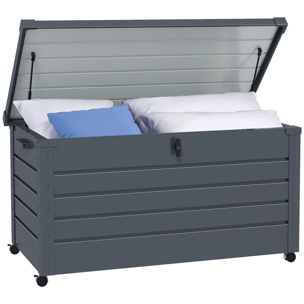 Coffre rangement acier galvanisé extérieur jardin capacité 311l 120x62cm gris - comfortxl outdoor living