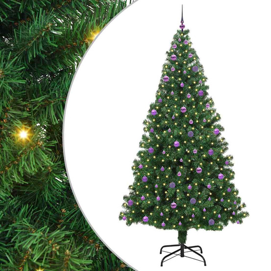 Sapin de noël artificiel vert 240 cm pvc, acier et plastique