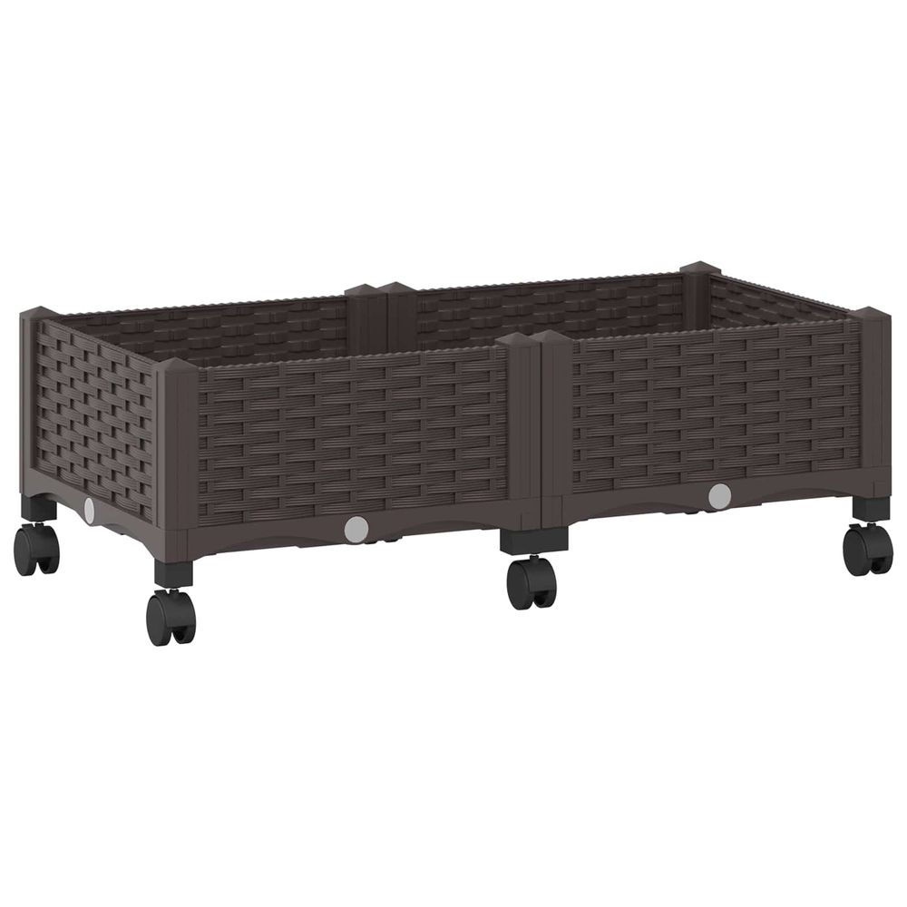 Jardinière d'extérieur avec roues marron 80 x 40 x 29 cm pp