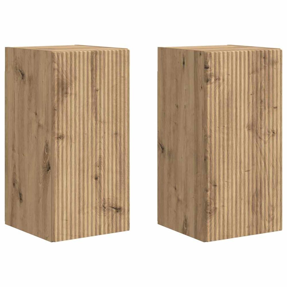 Meuble tv mural 2 pc chêne artisan bois d'ingénierie