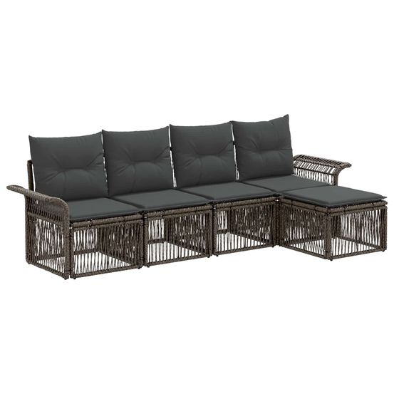 Ensemble de canapé de jardin 5 pc gris polyrotin