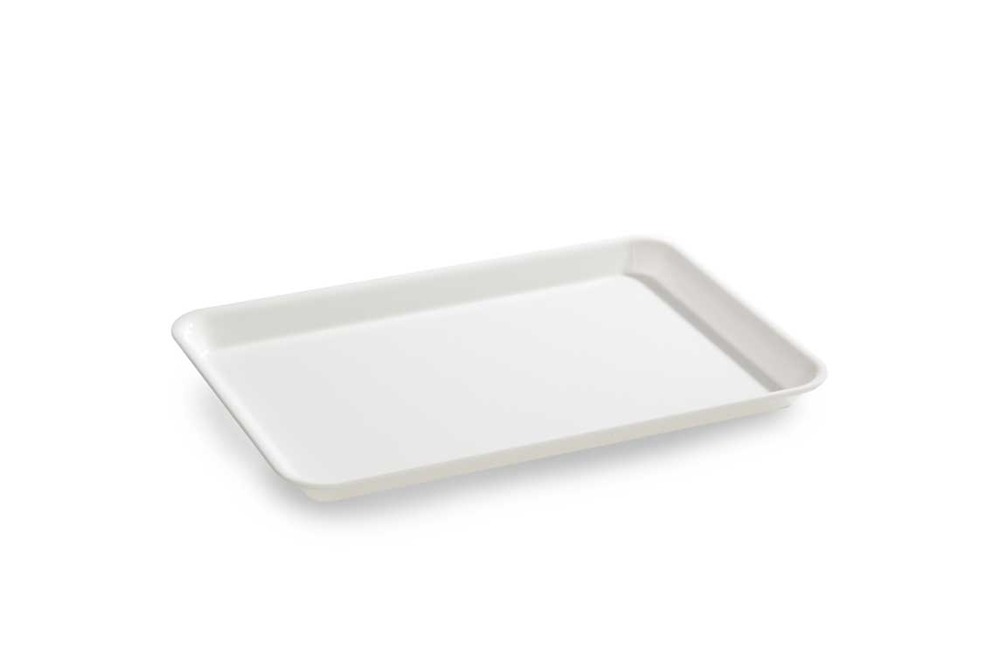 Plat en plexiglas rectangulaire avec coins arrondis blanc 310x210x17mm - matériel chr pro