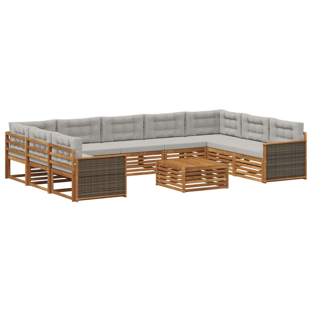 Ensemble de canapés d'extérieur 10 pc naturel et gris clair