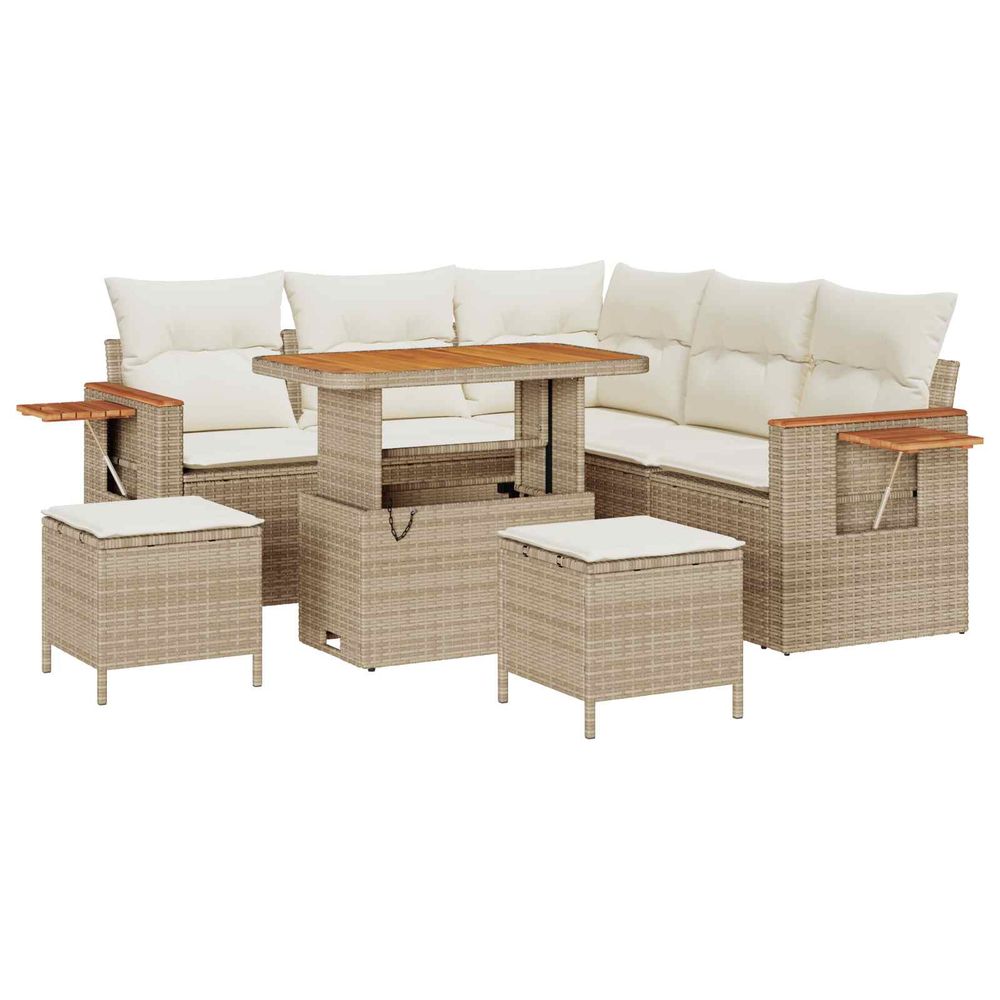 Ensemble de canapé de jardin 8 pc beige polyrotin