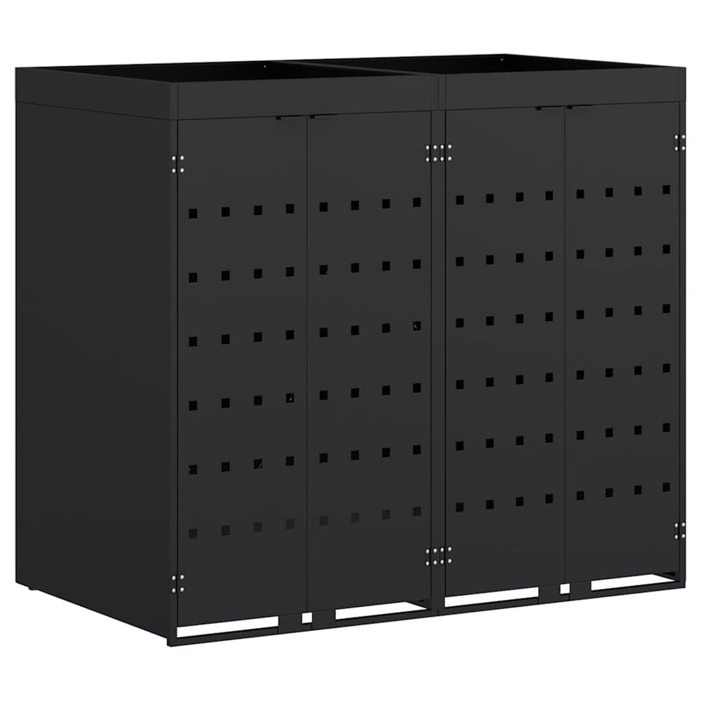 Rangement de poubelle à roulettes pour 2 poubelles noir