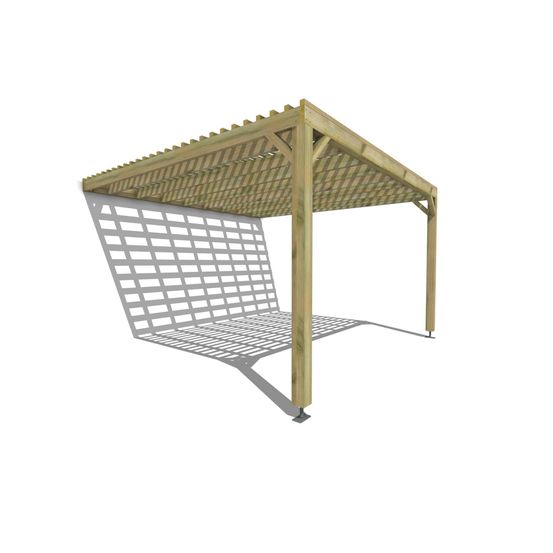 Pergola bois • 4m x 4m • adossée • sens profondeur • lattage bois • livraison comprise