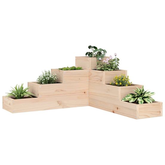 Jardinière d'angle 4 niveaux en bois de pin naturel pour balcon