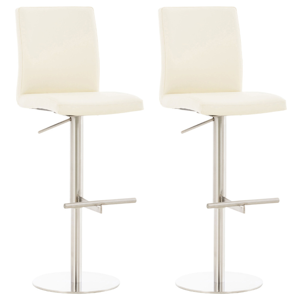 Lot de 2 tabourets de bar cadiz simili cuir inox