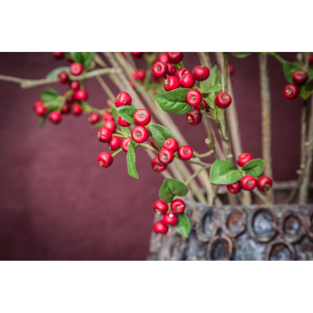 Ptmd plante artificielle berry - 89x28x140 cm - plastique - rouge foncé ...