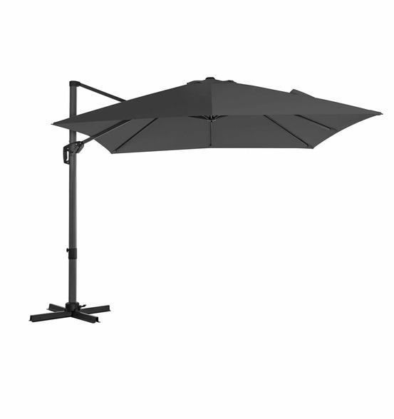 Parasol décentré de jardin 3 x 3 m ombrelle de terrasse toile carrée protection solaire upf 50+ rotatif 360° inclinaison régl
