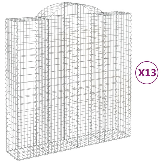 Paniers à gabions arqués 13 pcs 200x50x200/220 cm fer galvanisé