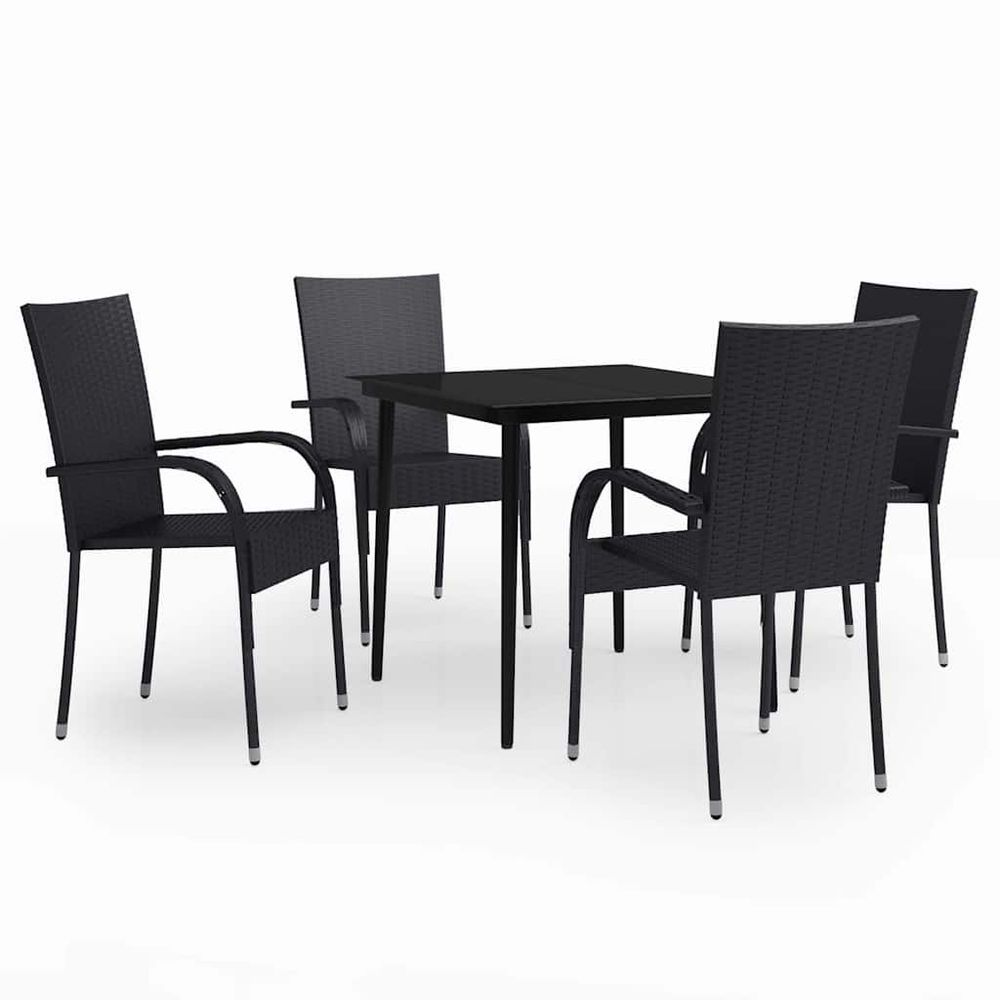 Ensemble à manger de jardin 5 pcs noir