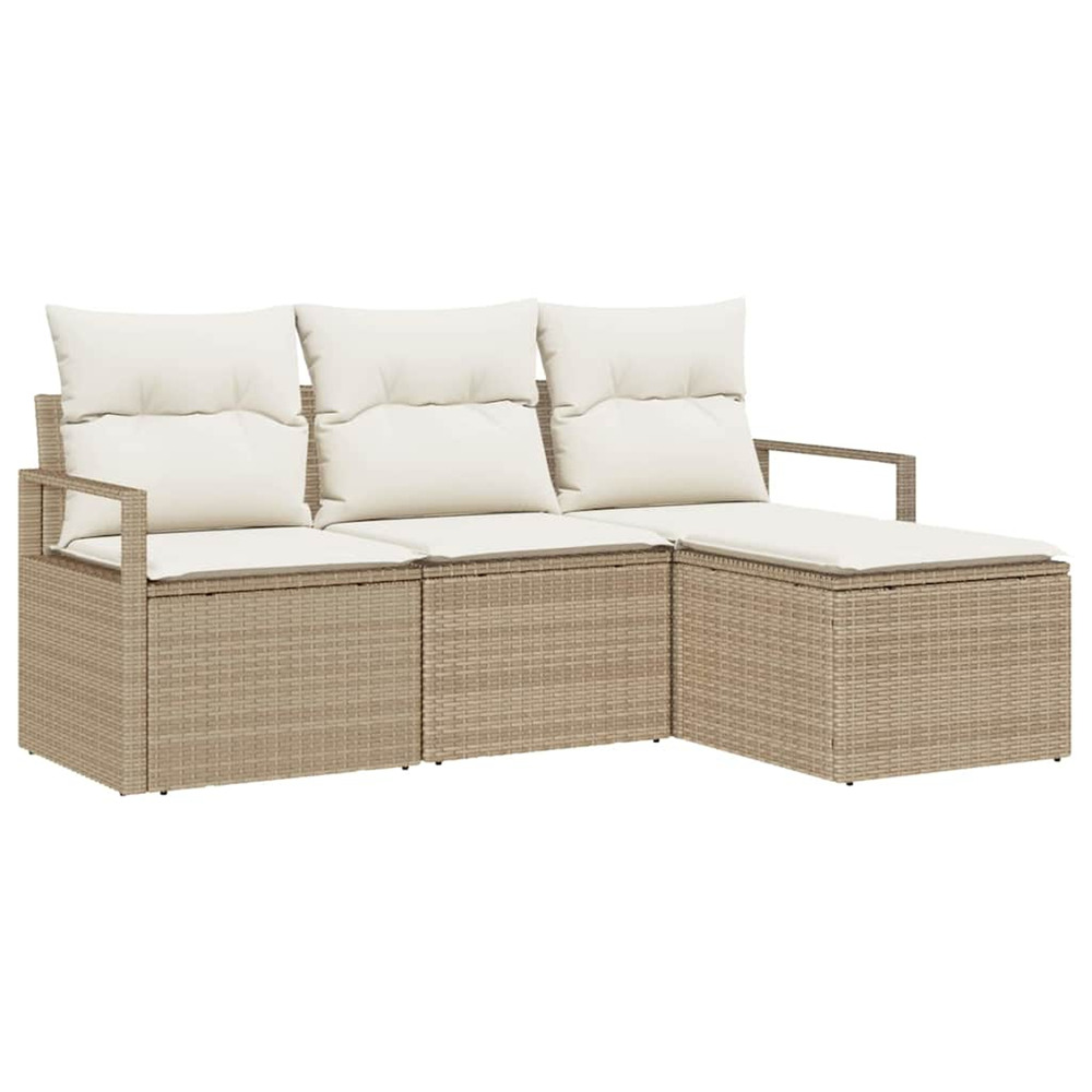 Ensemble de canapé de jardin avec coussin 4 pcs beige et crème