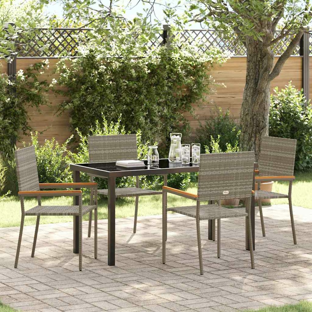 Ensemble de salle à manger pour jardin 5 pcs gris polyrotin