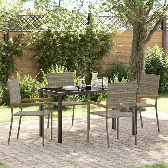 Ensemble de salle à manger pour jardin 5 pcs gris polyrotin