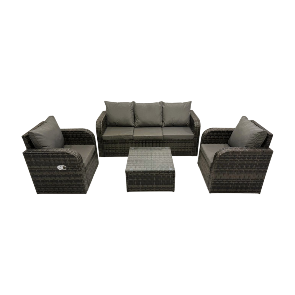 Ensembles de meubles de jardin 5 places canapés de terrasse avec chaise inclinable canapé 3 places gris foncé mixte